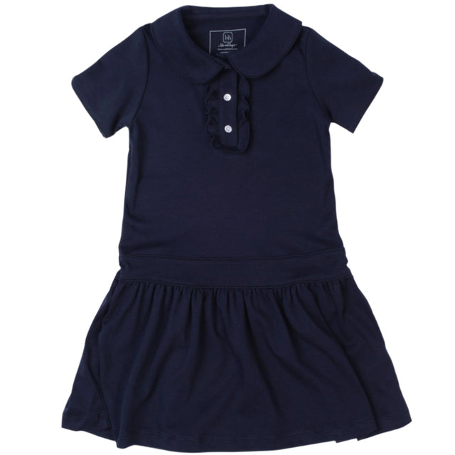 Sydney Girls' Pima Cotton Dress - Navy - HoneyBug 