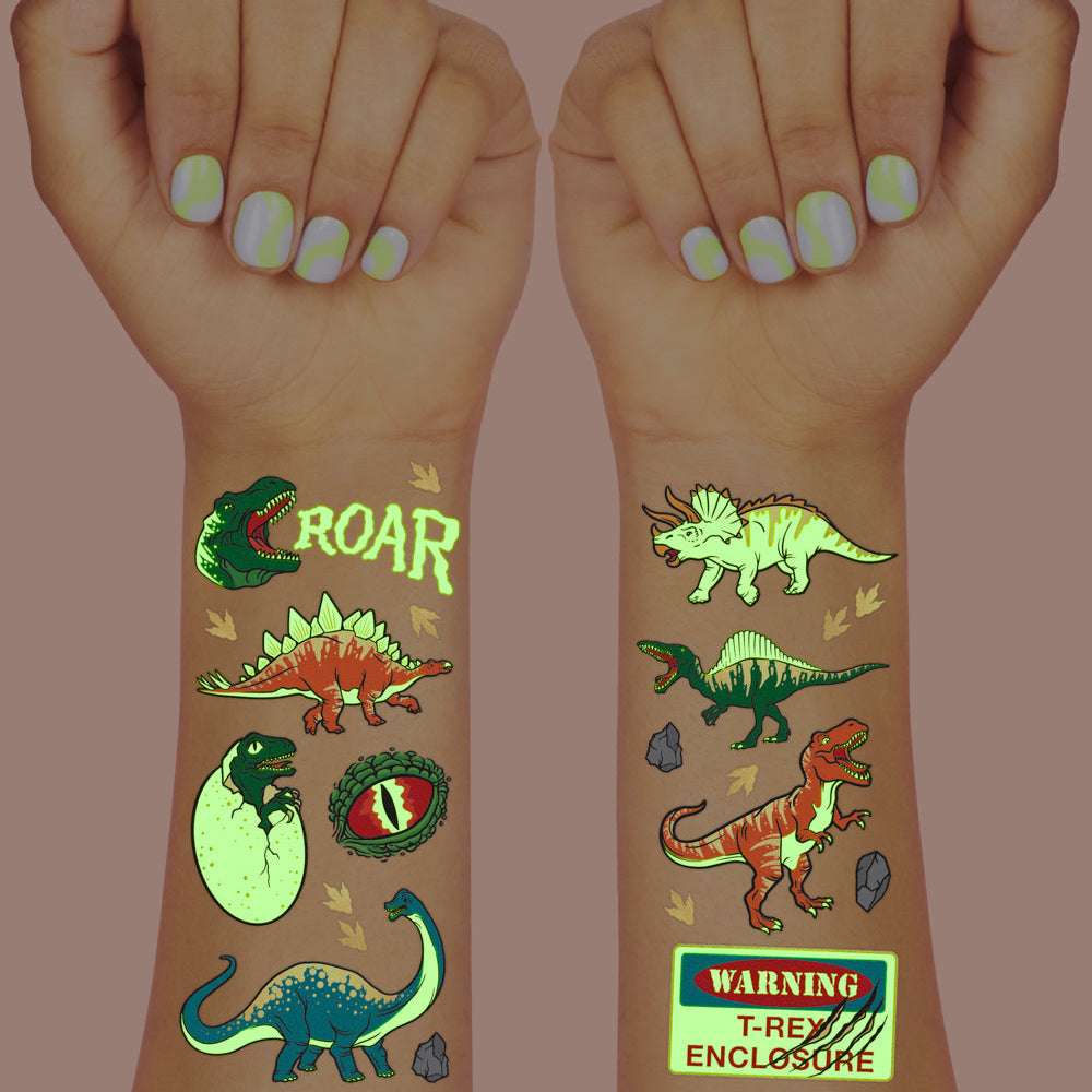 Dino Glo Tats - 44 Foil Temporary Tattoos