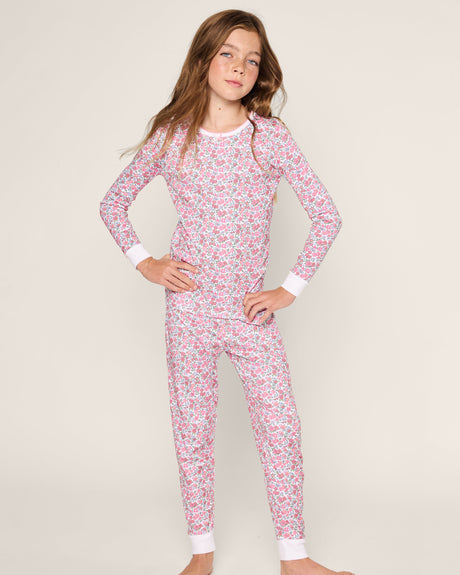 Kid's Pima Snug Fit Pajama Set in Fleurs de Rose - HoneyBug 