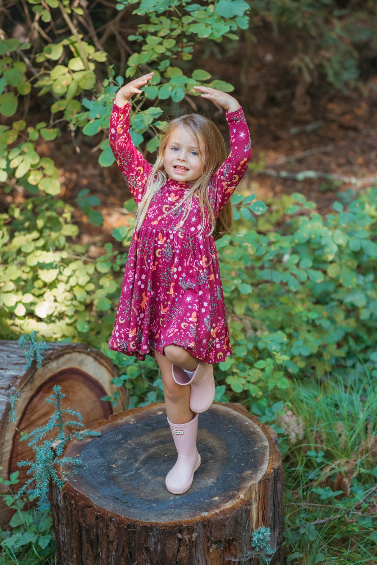 Bamboo Blend L/S Twirly Tee Dress - Woodland Dreams