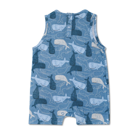 Muslin Sleeveless Coverall - Whale Tales - HoneyBug 