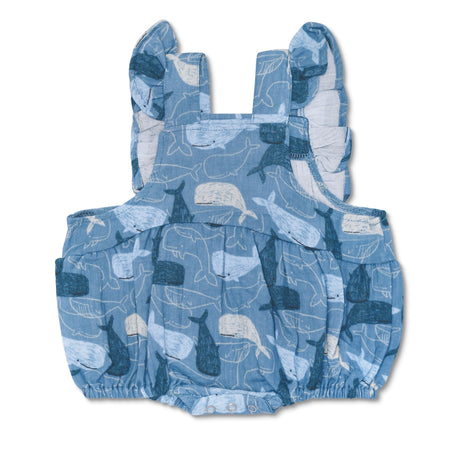 Muslin Flutter Sleeve Romper - Whale Tales - HoneyBug 