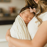 Stretch Knit Swaddle Blanket - Tan Gingham