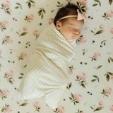 Stretch Knit Swaddle Blanket - Tan Gingham