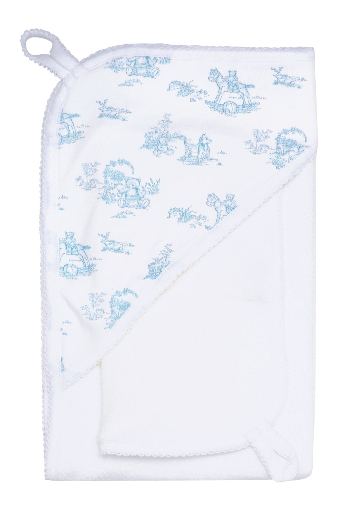 Blue Toile Hooded Towel