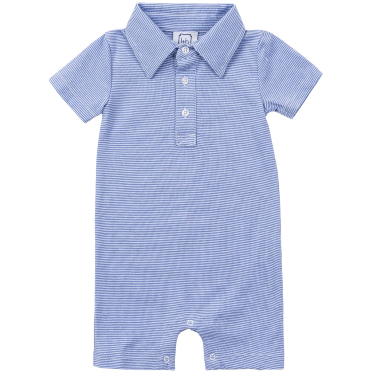 Tripp Boys' Pima Cotton Polo Shortall - Blue Stripes - HoneyBug 