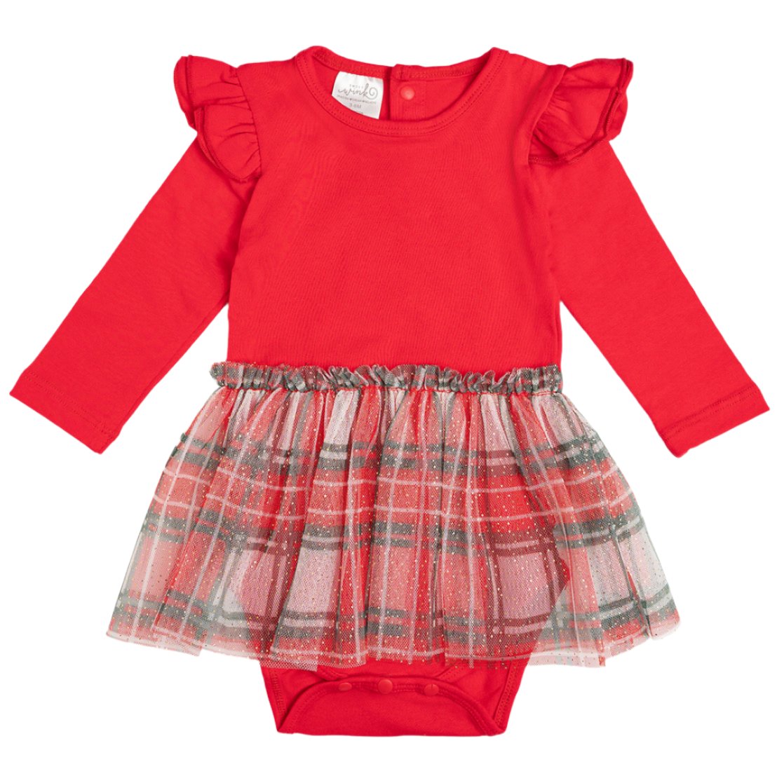 Christmas Plaid Long Sleeve Tutu Bodysuit