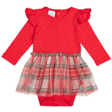 Christmas Plaid Long Sleeve Tutu Bodysuit