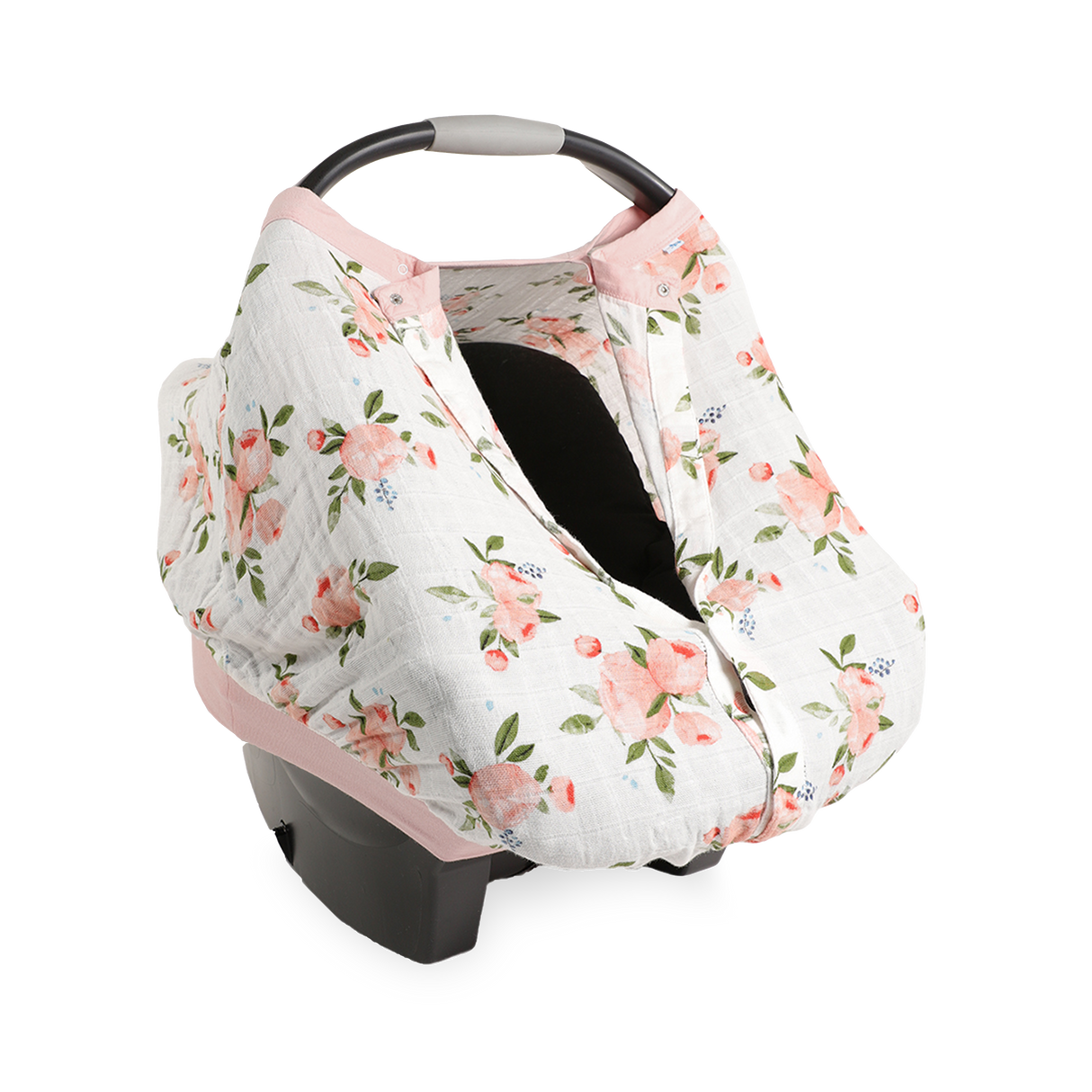 Cotton Muslin Car Seat Canopy - Watercolor Roses