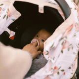 Cotton Muslin Car Seat Canopy - Watercolor Roses