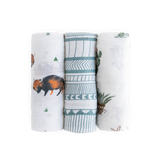 Cotton Muslin Swaddle Blanket 3 Pack - Bison