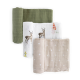 Cotton Muslin Swaddle Blanket 3 Pack - Oh Deer 2