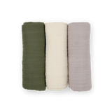 Cotton Muslin Swaddle Blanket 3 Pack - Fern 2