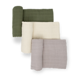 Cotton Muslin Swaddle Blanket 3 Pack - Fern 2