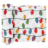 Cotton Muslin Swaddle Blanket - Christmas Bulbs