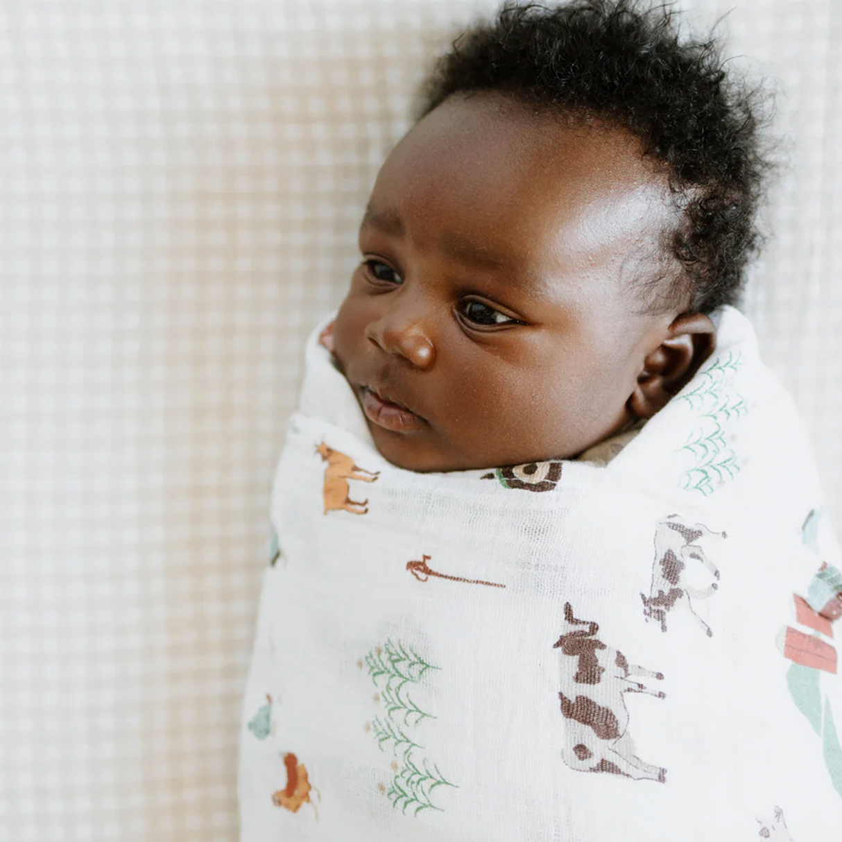 Cotton Muslin Swaddle Blanket - Farmyard - HoneyBug 