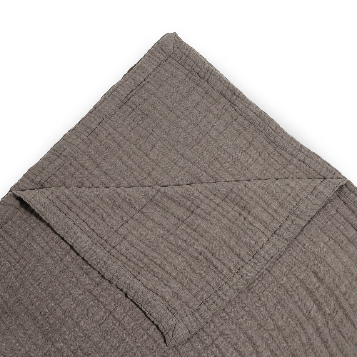 Cotton Muslin Quilted Throw - Mocha