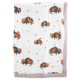 Cotton Muslin Baby Quilt - Bison - HoneyBug 