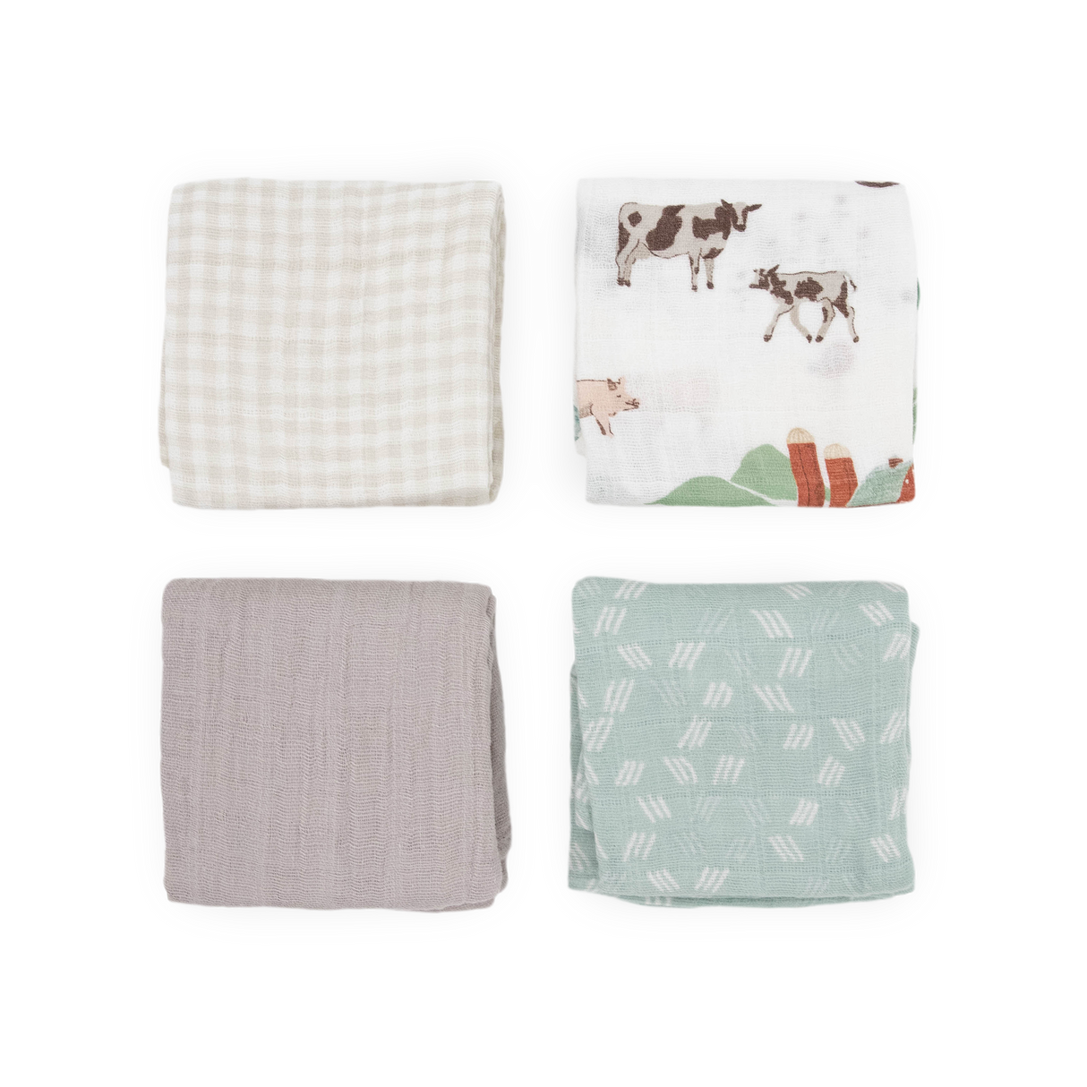 Cotton Muslin Squares 4 Pack - Farmyard