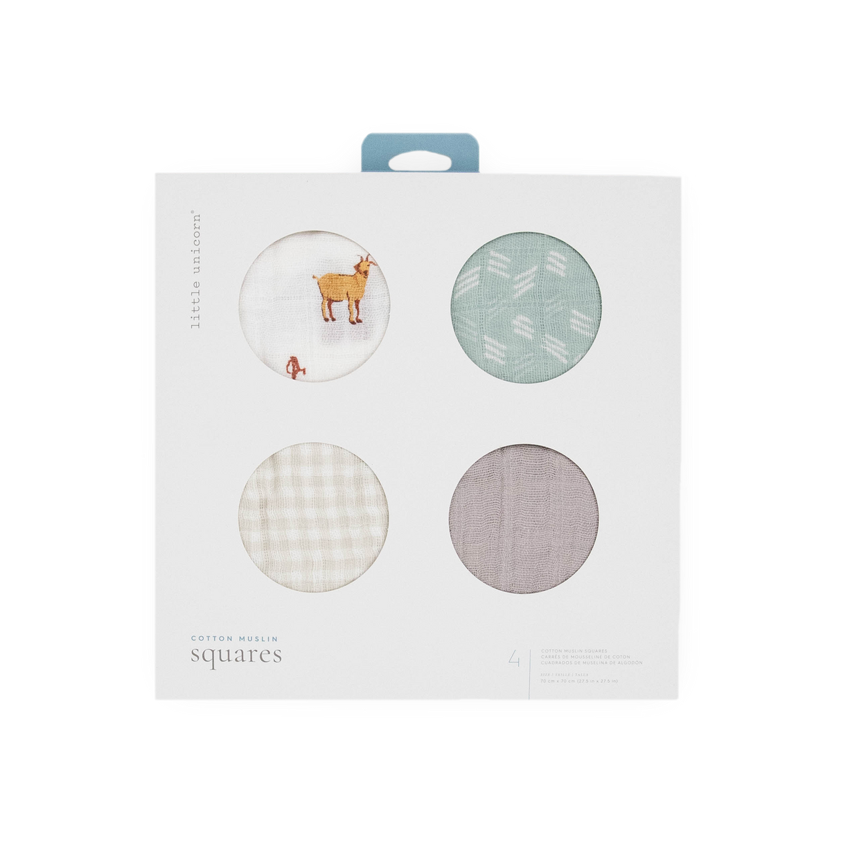 Cotton Muslin Squares 4 Pack - Farmyard