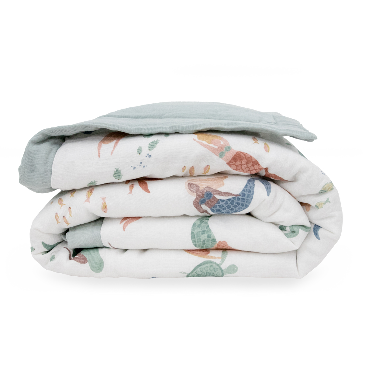 Cotton Muslin Toddler Comforter - Mermaid Party