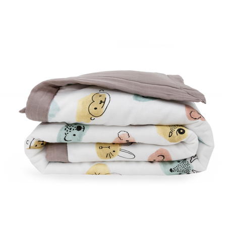 Cotton Muslin Toddler Comforter - Watercolor Critters