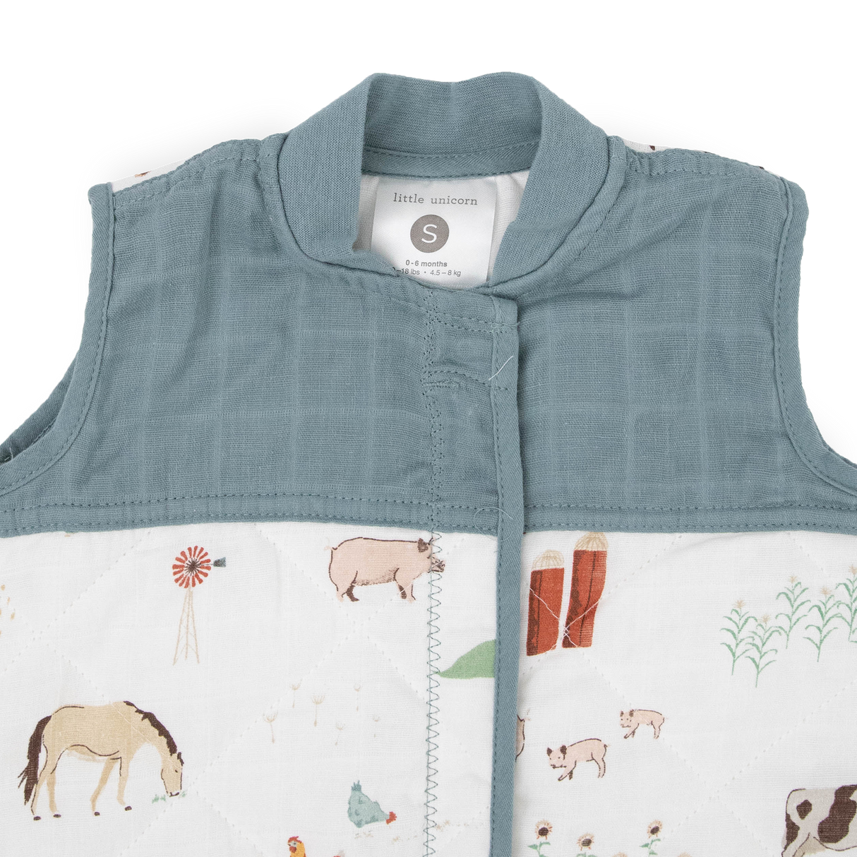 Cotton Muslin Quilted Sleep Bag - Farmyard