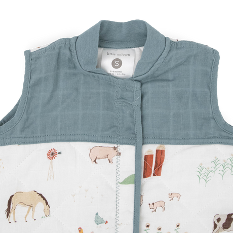 Cotton Muslin Quilted Sleep Bag - Farmyard