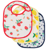 Cotton Muslin Classic Bib 3 pack - Berry Lemonade