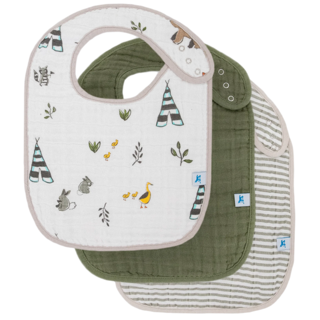 Cotton Muslin Classic Bib 3 Pack - Forest Friends