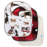 Cotton Muslin Classic Bib 3 Pack - Woof