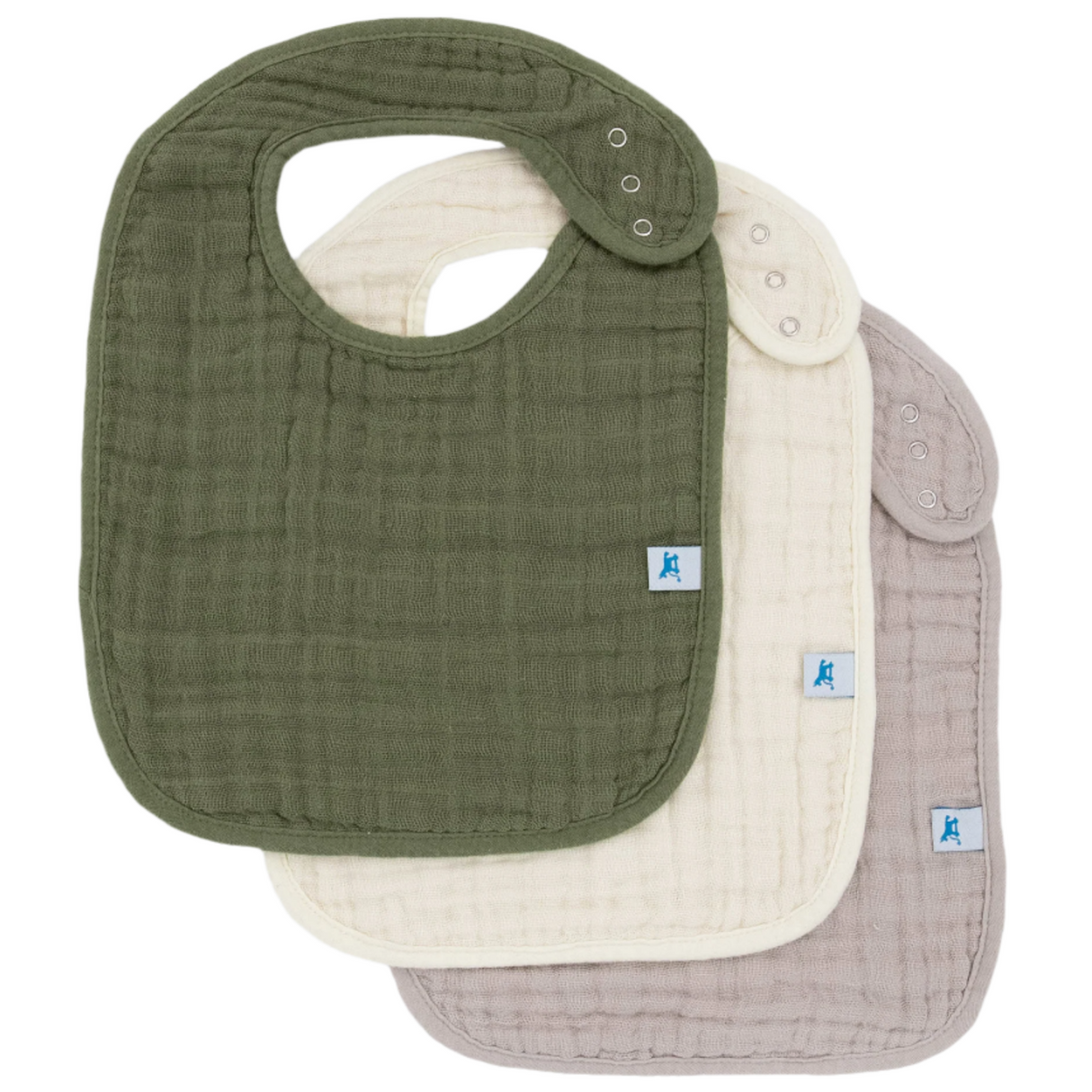 Cotton Muslin Classic Bib 3 Pack - Fern