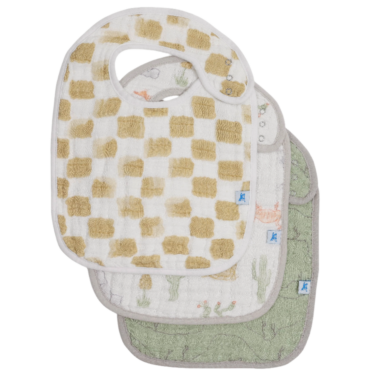 Cotton Muslin Classic Bib 3 Pack - Adobe Checker