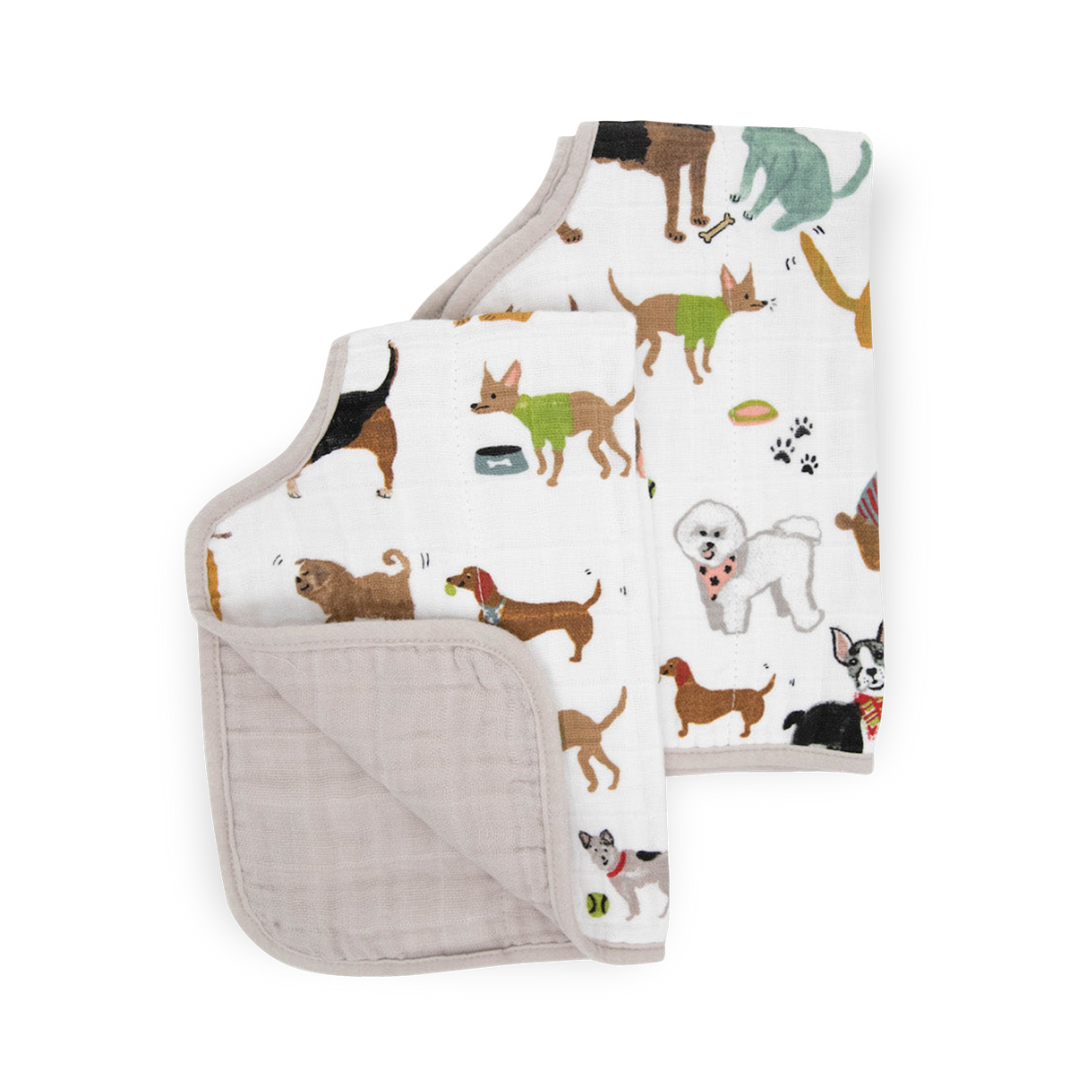Cotton Muslin Burp Cloth 2 Pack - Woof - HoneyBug 