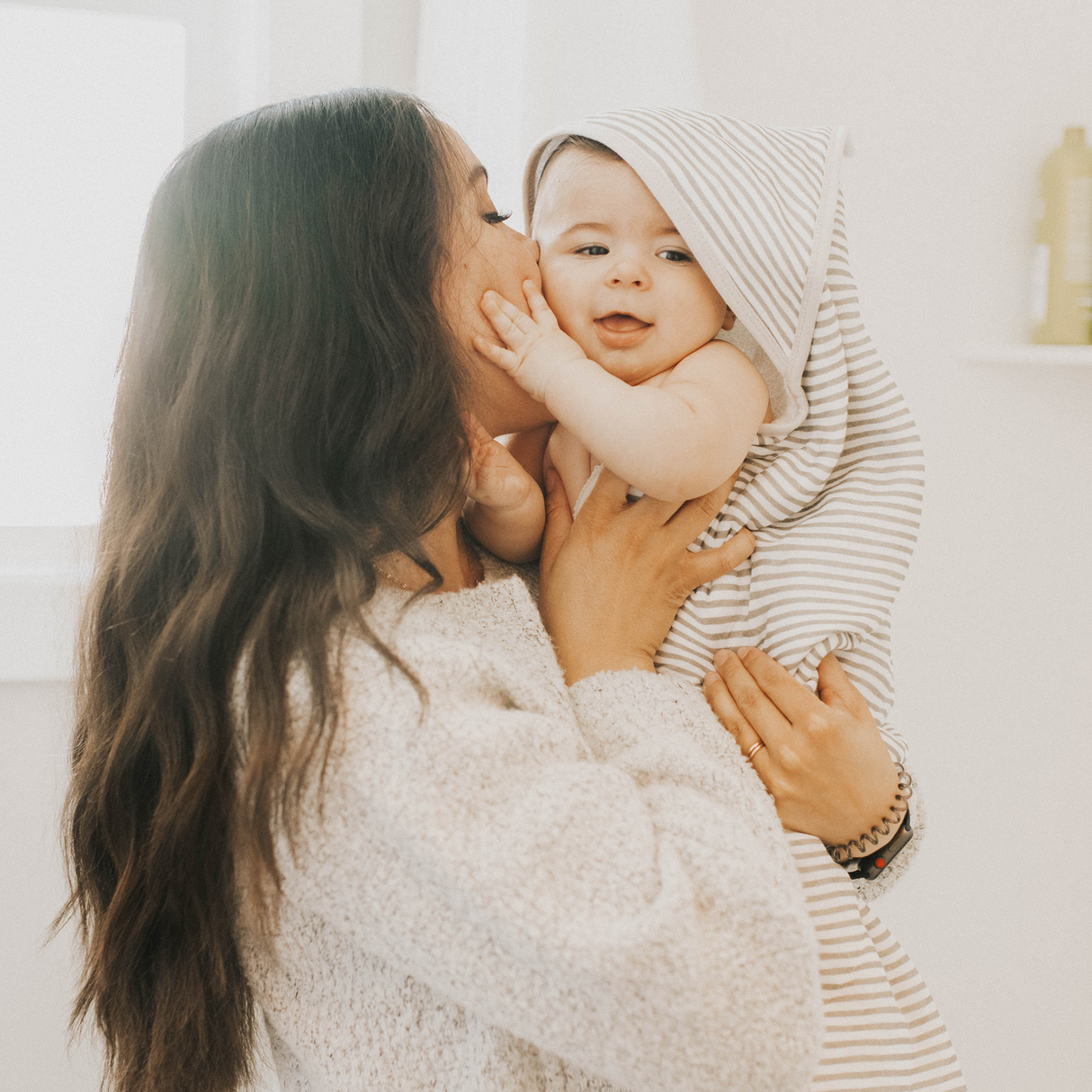 Infant Hooded Towel - Grey Stripe