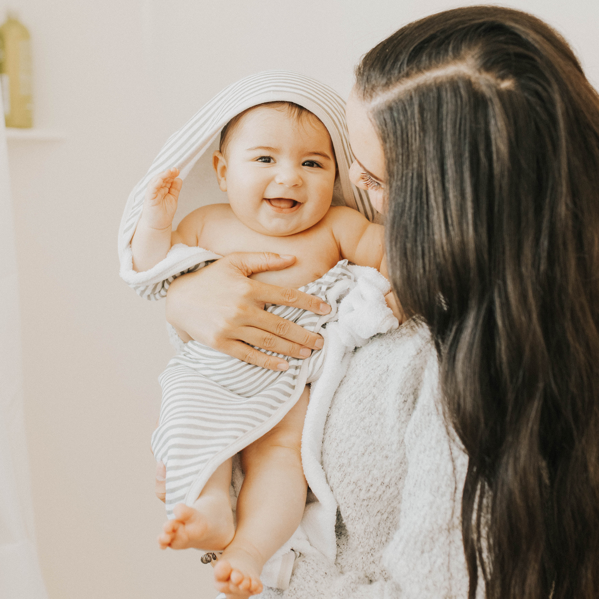 Infant Hooded Towel - Grey Stripe