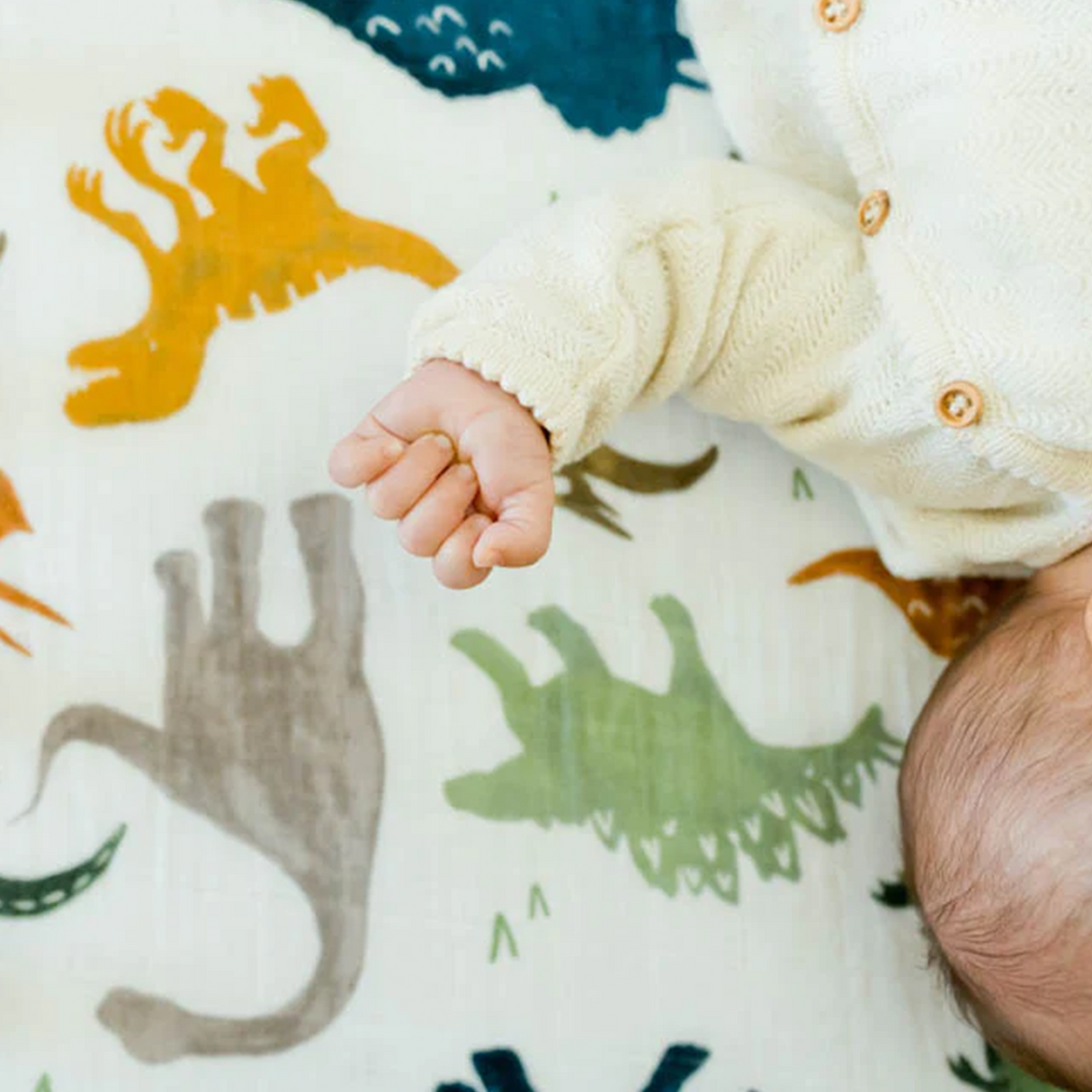 Cotton Muslin Crib Sheet - Dino Friends