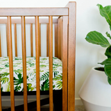 Cotton Muslin Crib Sheet - Tropical Leaf