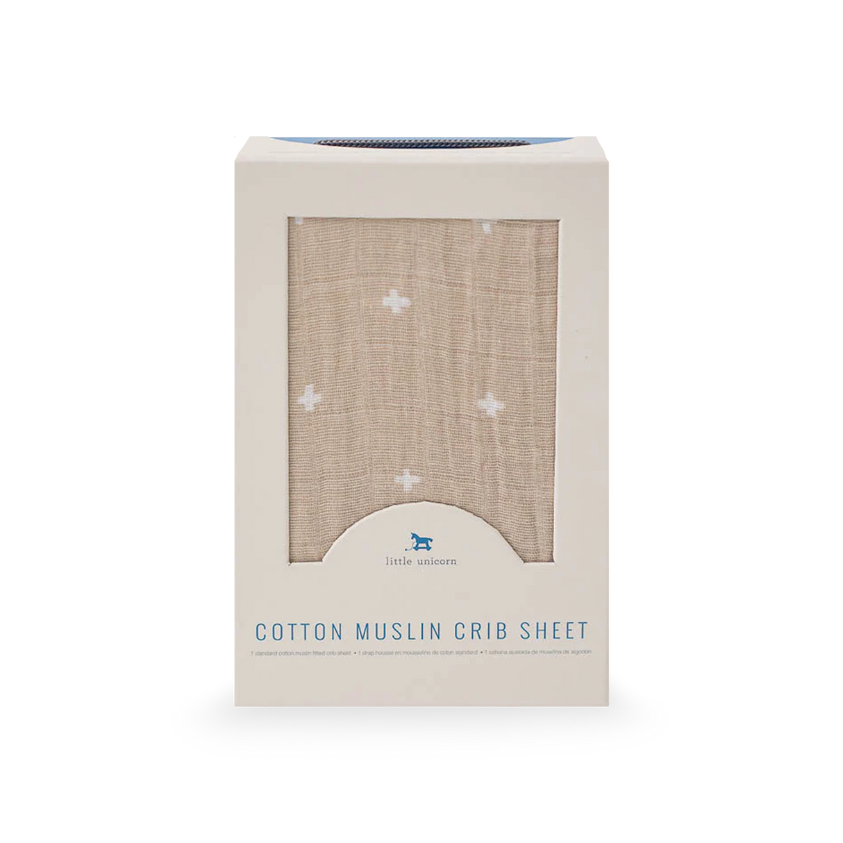 Cotton Muslin Crib Sheet - Taupe Cross