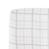 Cotton Muslin Crib Sheet - Grey Plaid