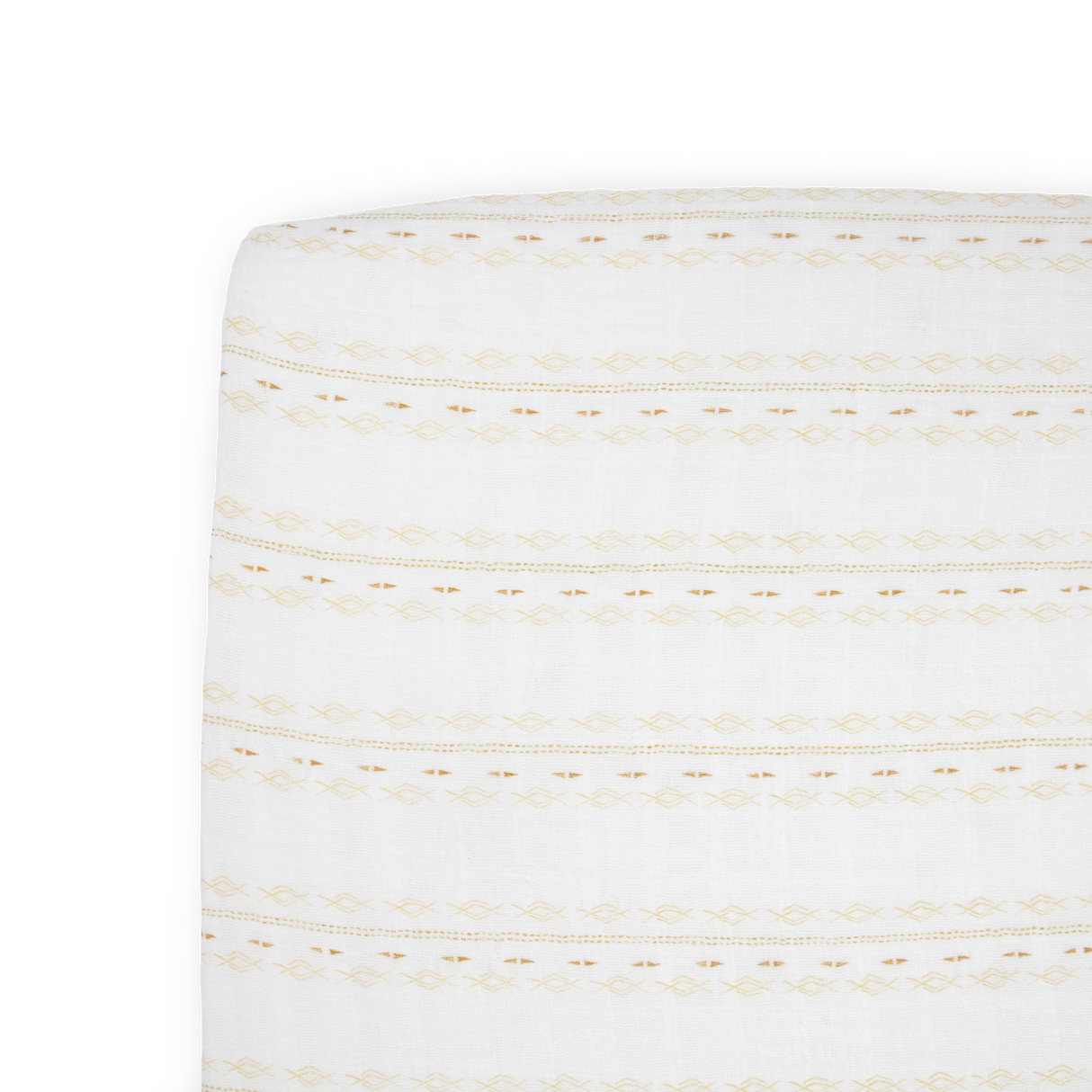 Cotton Muslin Crib Sheet - Gold Diamond-stripe