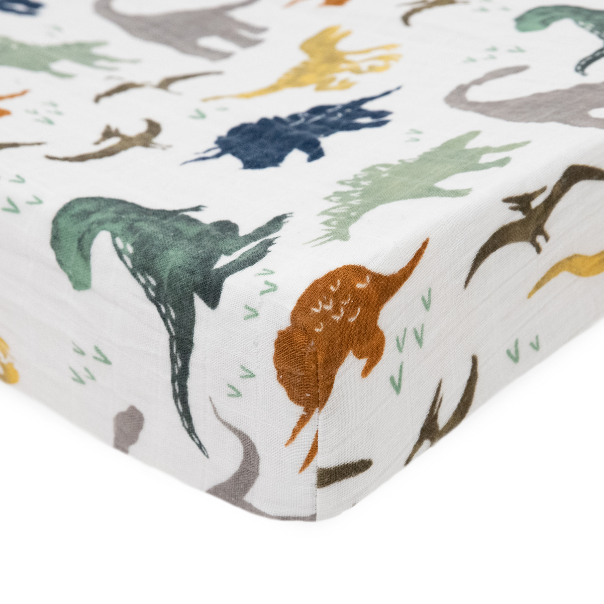 Cotton Muslin Changing Pad Cover - Dino Friends