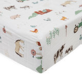 Cotton Muslin Changing Pad Cover - Farmyard