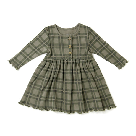 Organic Long Sleeve Twirl Dress - Plaid - HoneyBug 