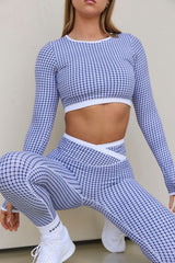 Astoria LUXE BALANCE Staple Sleeved Crop - Blue Lattice