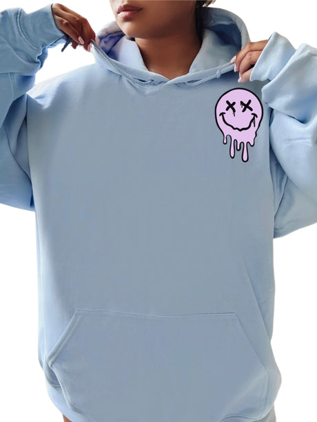 It's Fine Drippy Smiley Hoodie - Blue - HoneyBug 