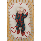 Navy + Red Hearts Ribbed Bamboo Zipper - HoneyBug 