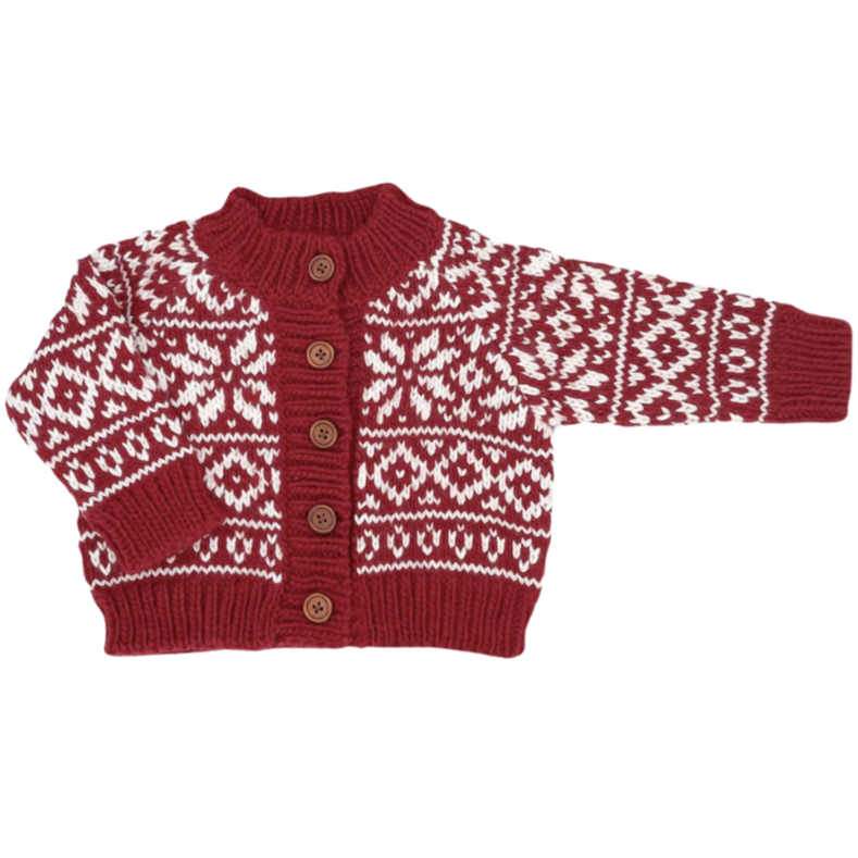 Snowflake Cardigan - Red - HoneyBug 