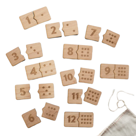 Wooden Number Match Puzzle • Handmade Wood Domino Style Matching Game - HoneyBug 