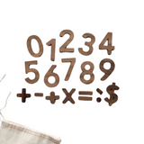 Wooden Number Set • Wood Numerals & Math Symbols in Walnut - HoneyBug 